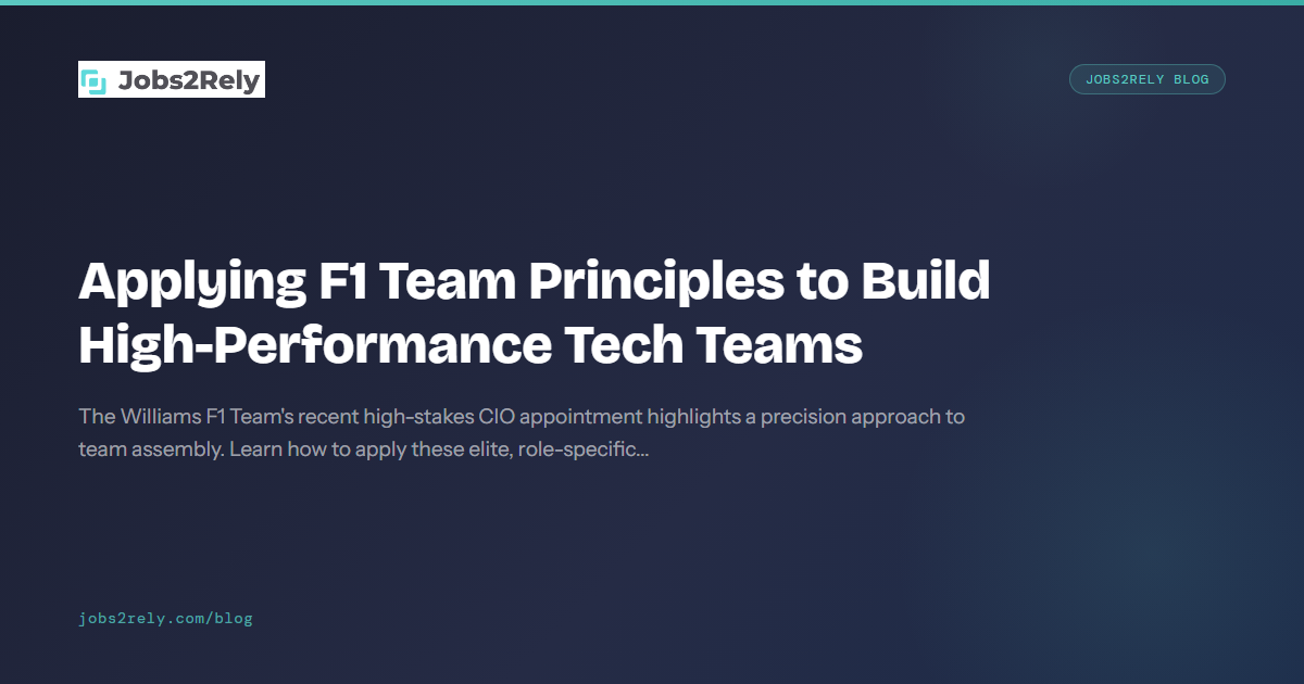 Applying F1 Team Principles to Build High-Performance Tech Teams