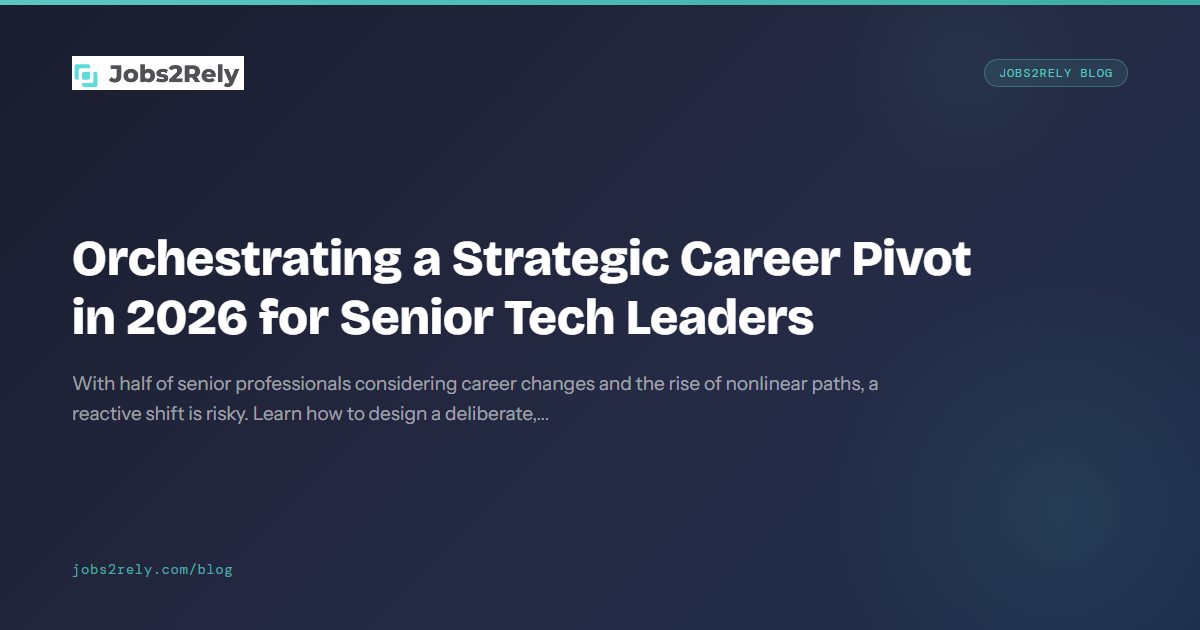 Orchestrating a Strategic Career Pivot in 2026 for Senior Tech Leaders